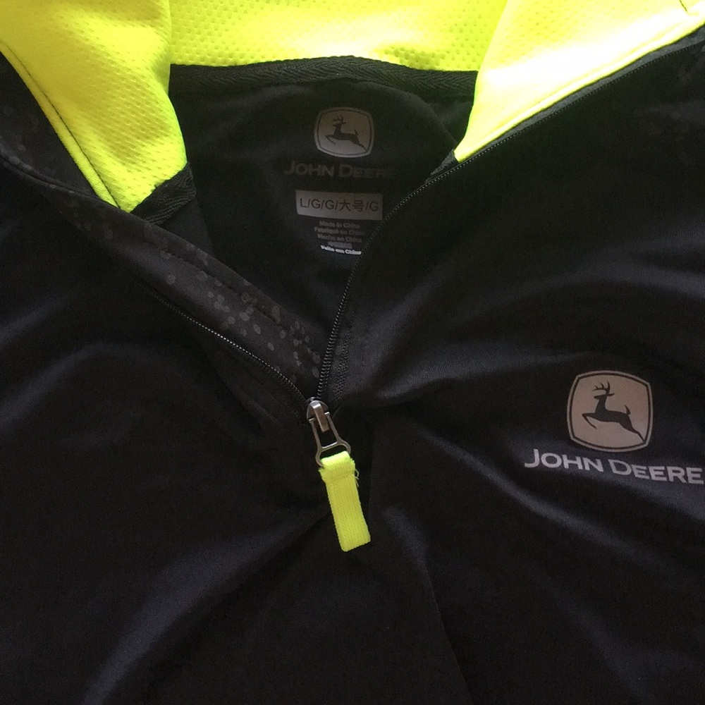 John Deere black athletic pull over